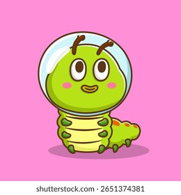ilustração de bonitinho desenho animado lagarta usar elmo