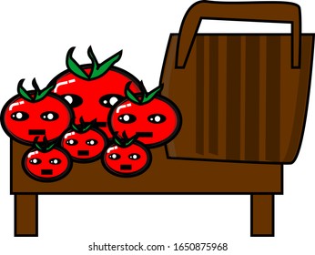 Illustration cute cartoon character tomato vector graphic