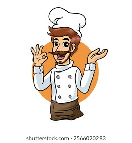 illustration Cute cartoon chef vector 