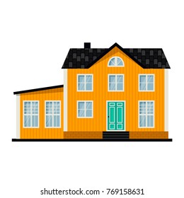 illustration of cute cartoon colorful house on white background