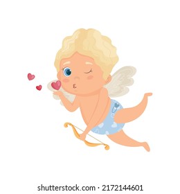 Illustration with cute cartoon cupid. St. Valentine's Day.