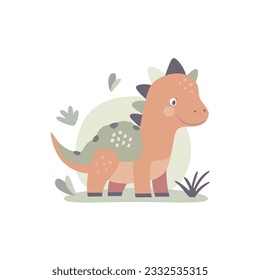Illustration of a cute cartoon dinosaur. Characters for children's room and postcards vector.