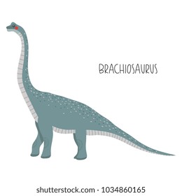 illustration of cute cartoon dinosaur  on white background. cute simple illustration of brachiosaurus.