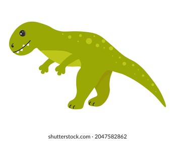 Illustration of cute cartoon dinosaur on white background. Can be used for children's room, sticker, t-shirt, mug and other design. Cute little dinosaur.