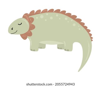 Illustration of cute cartoon dinosaur on white background. Can be used for children's room, sticker, t-shirt, mug and other design. Cute little dinosaur.
