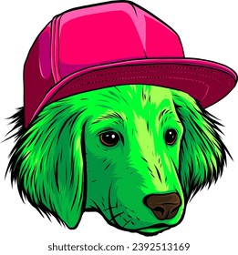 illustration of Cute cartoon Dog in a cap on a on white background