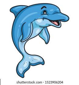 Illustration of cute cartoon dolphin.