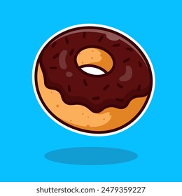 illustration cute cartoon donut with chocolate toping.