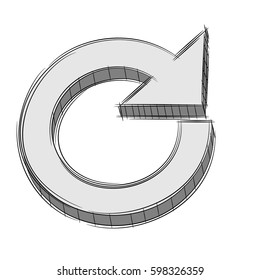 Illustration of Cute Cartoon Doodle of 3D Reload or Refresh Icon. EPS8.