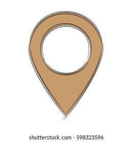 Illustration of Cute Cartoon Doodle of Map Pointer Icon. EPS8.