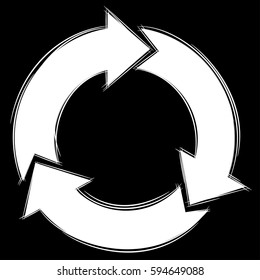 Illustration of Cute Cartoon Doodle of Three Circular Arrows. Vector EPS8.
