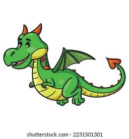 Illustration of cute cartoon of dragon.