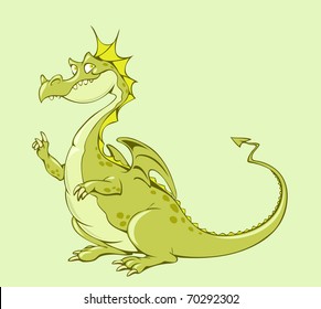 Illustration of cute cartoon dragon