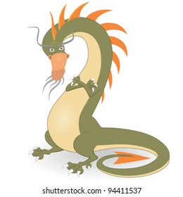 Illustration of Cute Cartoon dragon #3. Vector illustration