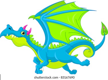 Illustration Of Cute Cartoon  Dragon Flaying