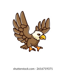 illustration cute cartoon eagle fly good for sticker