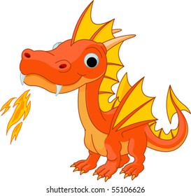 Illustration of Cute Cartoon fire dragon