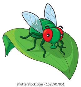 Illustration Of Cute Cartoon Fly.