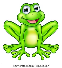 An illustration of a cute cartoon frog mascot character 