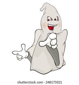 Illustration of a cute cartoon ghost 