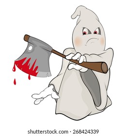 Illustration of a cute cartoon ghost 