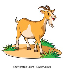 Illustration Of Cute Cartoon Goat.