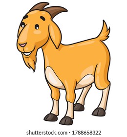 Illustration of cute cartoon goat smiling.
