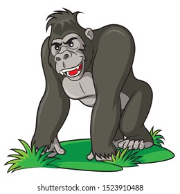 Illustration of cute cartoon gorilla.