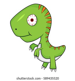 Illustration of Cute Cartoon of Green Baby T-Rex Dinosaur. With Shadow Color/Tone. Vector EPS 8.
