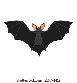 Illustration of Cute Cartoon Halloween bat flying
