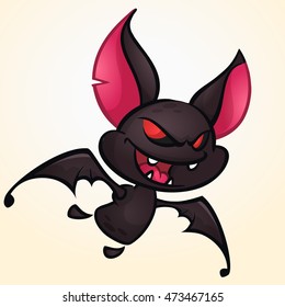 Illustration of Cute Cartoon Halloween bat flying. Vector isolated