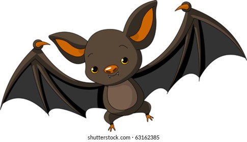 Illustration of Cute Cartoon Halloween bat  flying