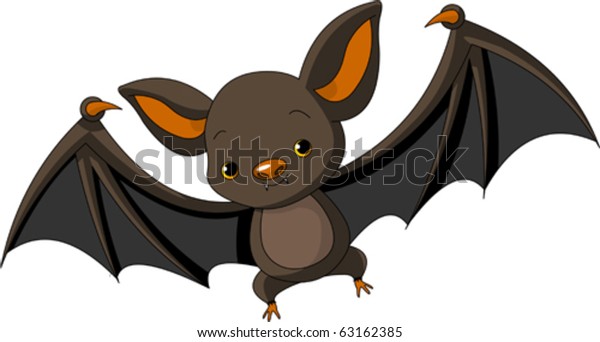 Illustration Cute Cartoon Halloween Bat Flying Stock Vector (Royalty ...