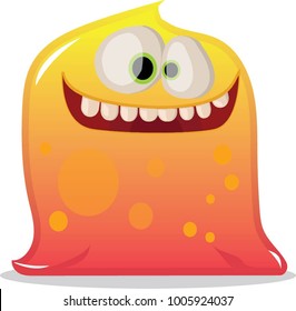 illustration of a cute cartoon happy funny colorful monster