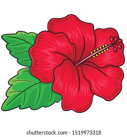 Illustration Cute Cartoon Hibiscus Flower Stock Vector (Royalty Free ...