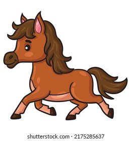 Illustration of cute cartoon of horse.