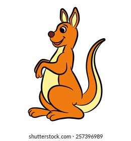 Illustration of cute cartoon kangaroo.