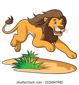 Illustration of cute cartoon lion.