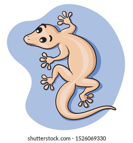 Illustration of cute cartoon lizard.