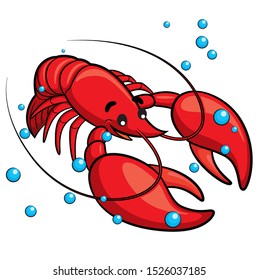 Illustration of cute cartoon lobster.