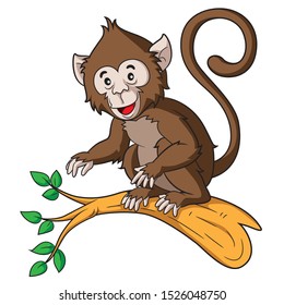 Illustration of cute cartoon monkey.