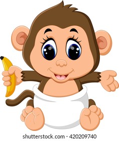 illustration of cute Cartoon monkey