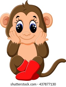illustration of cute Cartoon monkey
