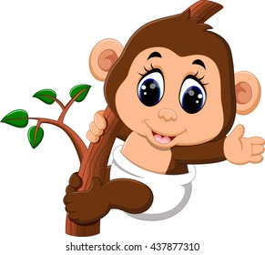 illustration of cute Cartoon monkey