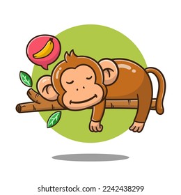 illustration of cute cartoon monkey sleeping, vector design, good for sticker, vector icon.