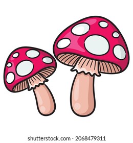 Illustration of cute cartoon mushroom.