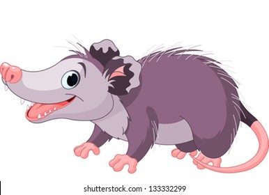 Illustration of cute cartoon opossum