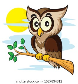 Illustration of cute cartoon owl.