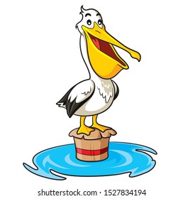 Illustration of cute cartoon pelican.