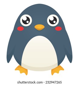 Illustration of a cute cartoon penguin with a neutral expression. Eps 10 Vector.